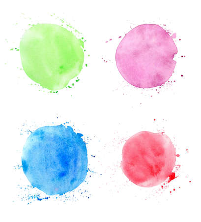 Set of round abstract  watercolor blots on a white background for design の写真素材