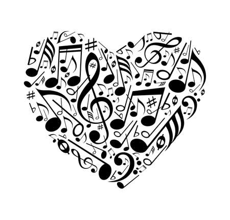Abstract heart of musical notes on a white background. Vector illustration.のイラスト素材