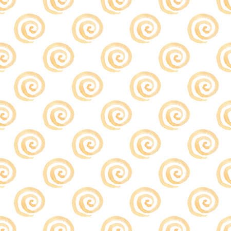 Abstract watercolor seamless pattern with orange spirals on a white backgroundの写真素材