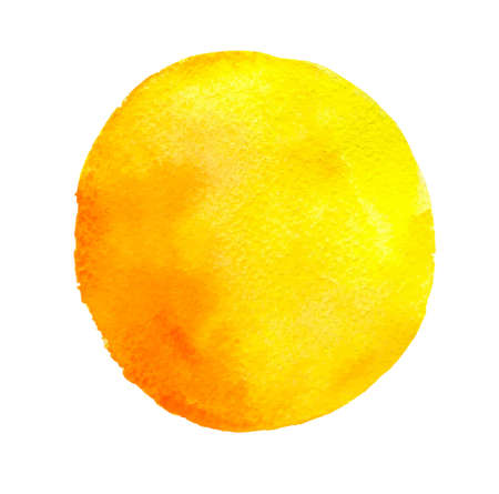 Abstract yellow round watercolor blob on a white background for design. Watercolor vector texture.のイラスト素材