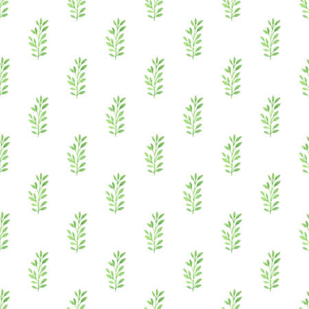 Watercolor floral seamless pattern with green leaves on a white backgroundの写真素材