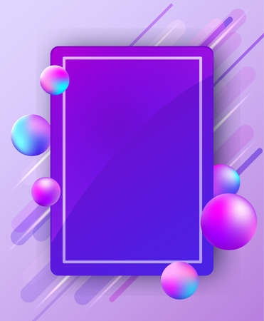 Abstract bright vector trendy background with falling balls. Blue, pink and violet spheres on colorful gradient background.のイラスト素材