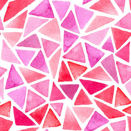 Abstract vector watercolor seamless pattern with pink and red triangles on a white backgroundのイラスト素材