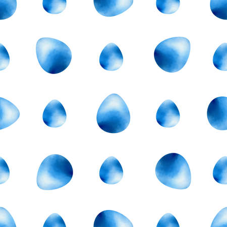 Watercolor abstract Easter seamless pattern with blue eggs on a white background. Vector illustration.のイラスト素材