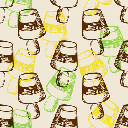 Vintage summer seamless pattern with ice cream. Hand drawn vector backgroundのイラスト素材