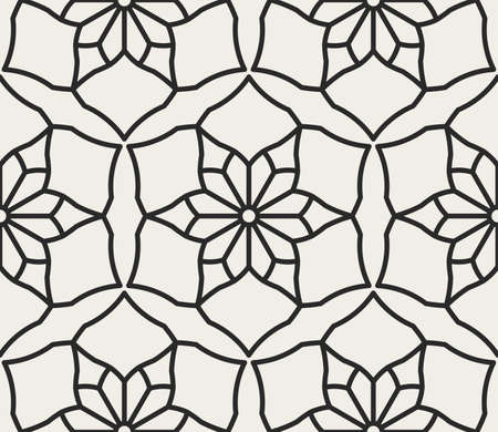Decorative geometrical floral seamless pattern.  Traditional oriental ornamental background with flowers. Vector illustration.のイラスト素材