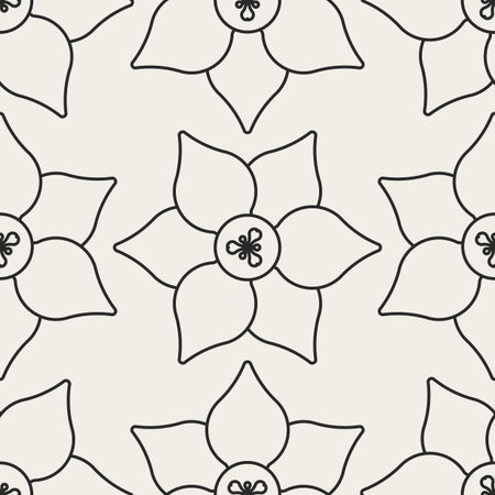 Decorative geometrical floral seamless pattern.  Vector background with flowers.