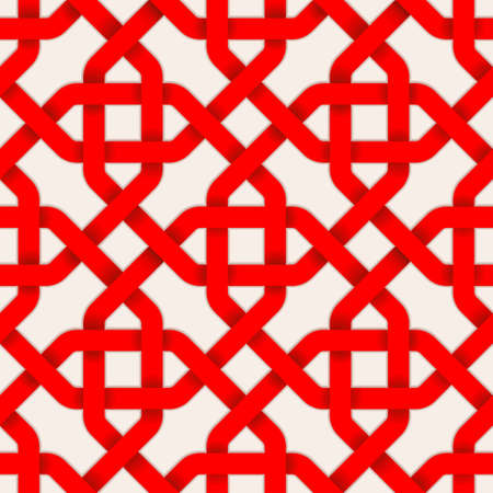 Decorative red abstract geometrical seamless pattern on a white background. Vector illustration.のイラスト素材