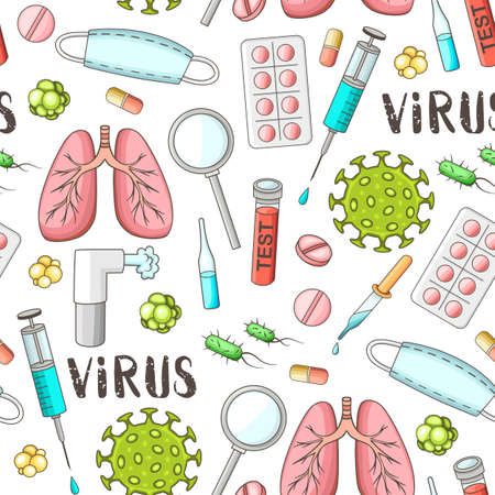 Medical and health care seamless pattern. Vector backgroundのイラスト素材