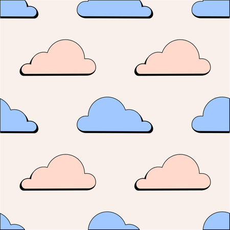 Abstract geometric background with clouds. Retro Y2K style. Vector background.のイラスト素材