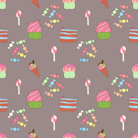 Seamless pattern with sweetness and cakesのイラスト素材