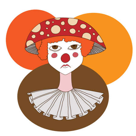 a head sad girl - clown on cirkle のイラスト素材
