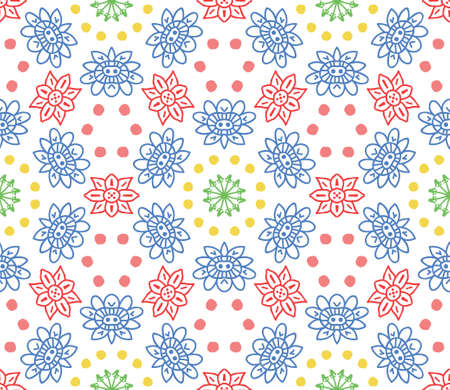 Doodle abstract floral seamless patternのイラスト素材