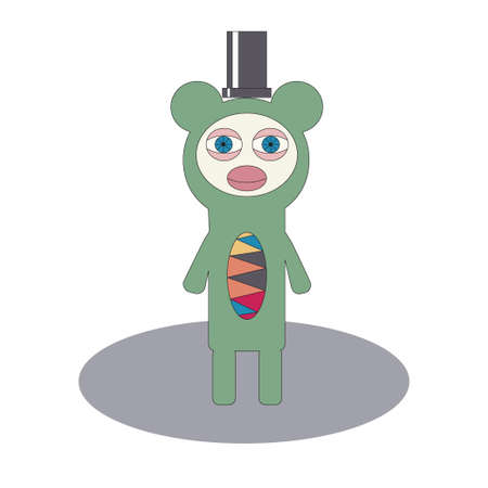 single isolated cute doodle monsterのイラスト素材