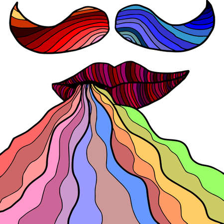 Colorful lips with smoke and mustachesのイラスト素材