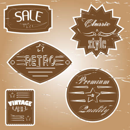 A set of vintage design labels and badges.のイラスト素材