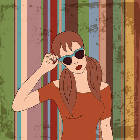 Pretty woman in sunglasses のイラスト素材