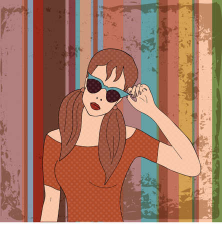 Pretty woman in sunglasses with tails のイラスト素材