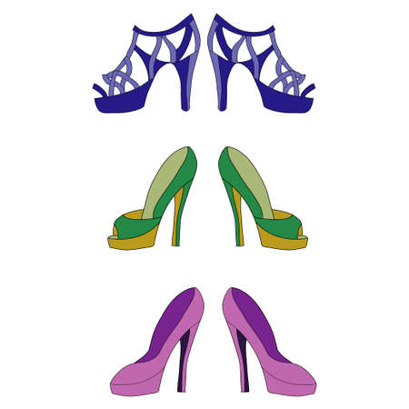 isolated set of three pair shoesのイラスト素材