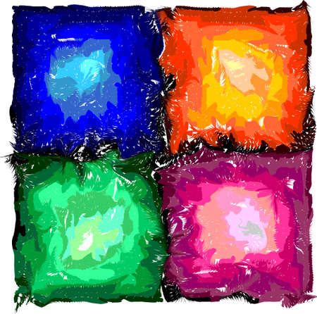 Four abstract squares in different coloursのイラスト素材