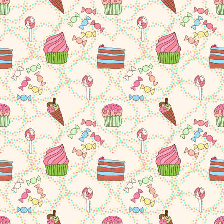 Seamless pattern with sweetness and cakesのイラスト素材