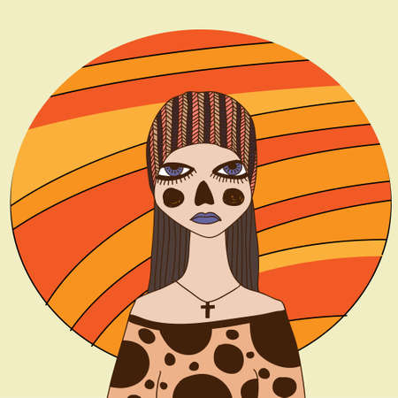 Scary girl with halloween zombie makeupのイラスト素材