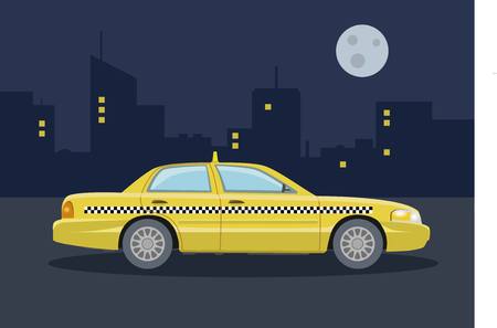 Taxis in the night cityのイラスト素材