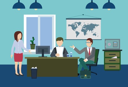Important discussion of the boss in the office.のイラスト素材