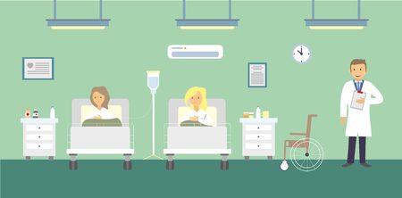 Doctors and patients in the hospital. illustration.のイラスト素材