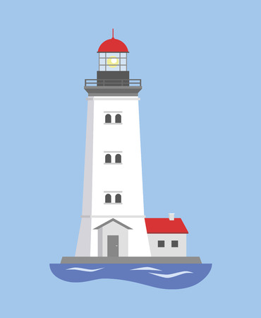 Picture of a lighthouse with a house. Vector illustration.のイラスト素材