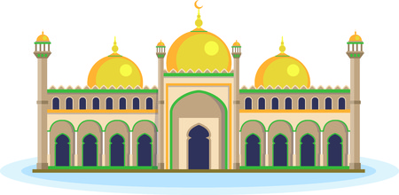 The building of the Islamic mosque in the flash style. Vector illustration.のイラスト素材