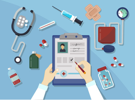 Modern medical icons in the flat style. Vector illustration.のイラスト素材