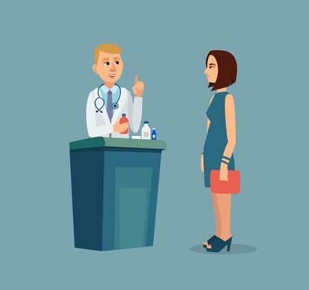 The patient is at the doctors reception. Vector illustration.のイラスト素材