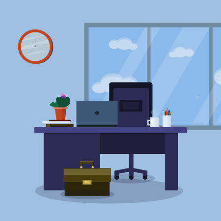 Office interior with workplace and computer.のイラスト素材