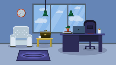 Office interior with workplace and computer.のイラスト素材