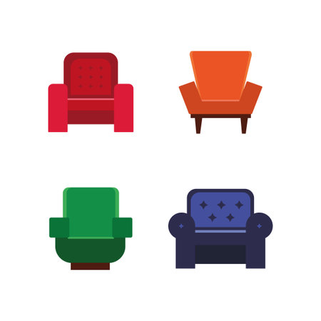 A set of bright furniture in a flat style.のイラスト素材