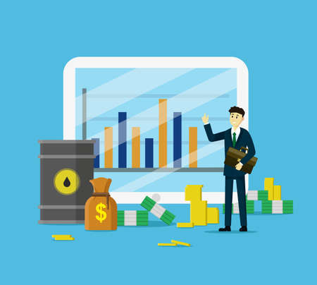 Conceptual composition with businessman and various items.のイラスト素材