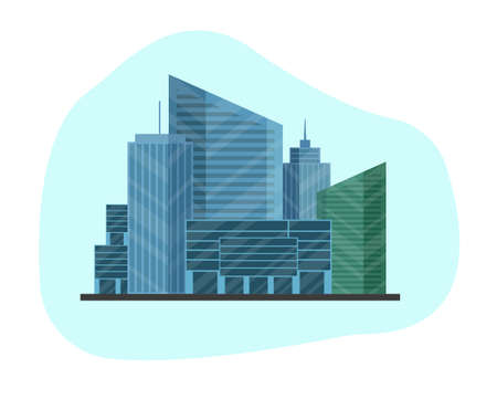 Landscape of a modern city with skyscrapers. vector illustration.のイラスト素材