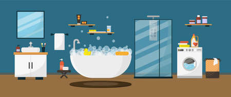 Bathroom furniture. bathroom interior. vector illustration.のイラスト素材