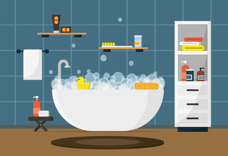 Bathroom furniture. bathroom interior. vector illustration.のイラスト素材
