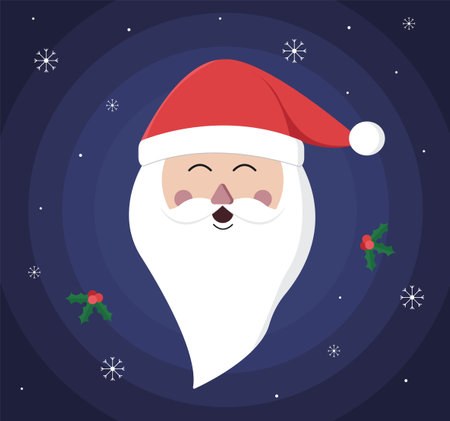 Christmas and New Year holiday composition with Santa Claus. vector illustration.のイラスト素材