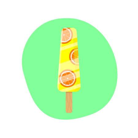 Cold ice cream with glaze. Bright ice cream in flat style.のイラスト素材