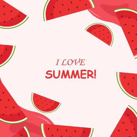 Bright background with juicy watermelon.のイラスト素材