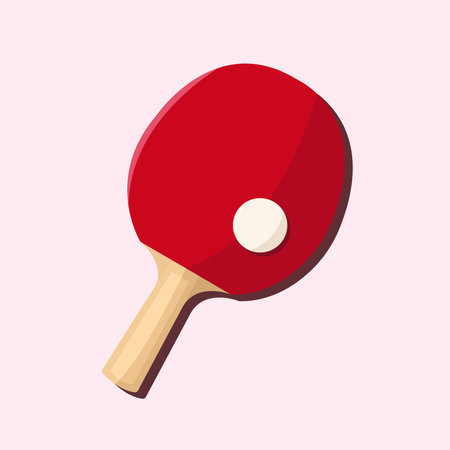 Table tennis racket and ball icon in flat style. Sports equipment vector illustration.のイラスト素材