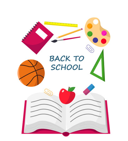 Back to school concept. Vector illustration in flat style. Isolated on white background.のイラスト素材