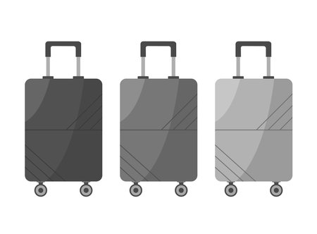 Set of three travel suitcases for business trips. Travel, business and tourism concept.のイラスト素材