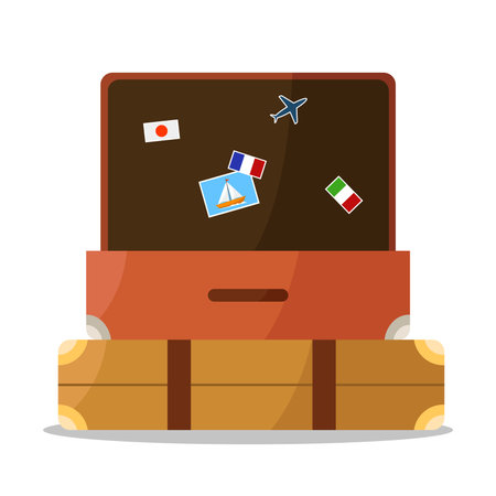 Travel suitcases icon over white background.のイラスト素材