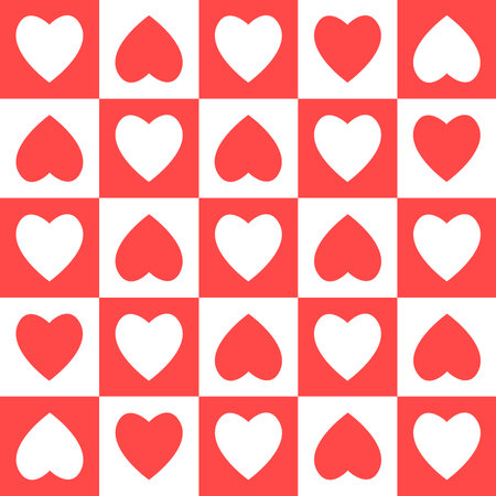 Hearts on a checkered background for decoration.Concept for a wedding, Valentine's Day, for romance.のイラスト素材