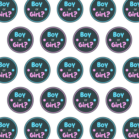 Seamless pattern of elements for gender party. Decor for party, event. Surprise for future parents.のイラスト素材