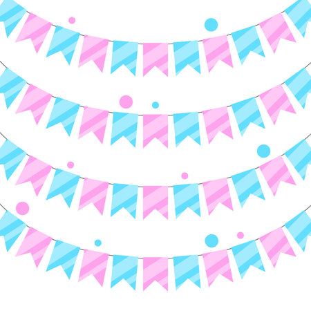 Garland for gender party, party, birthday on white background. Holiday decor.のイラスト素材